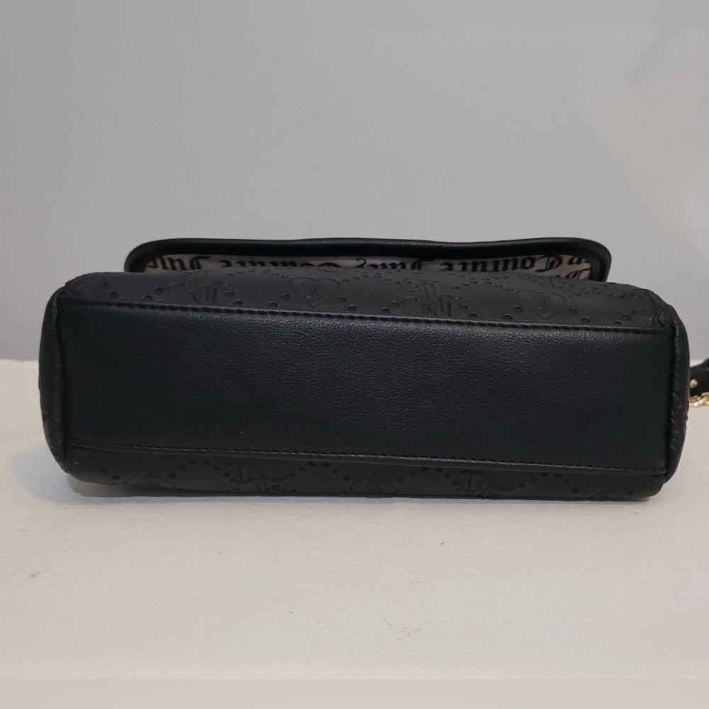 Juicy Couture Black Logo Embossed Crossbody Shoulder Bag Faux Leather - 2 Straps - Picture 9 of 16